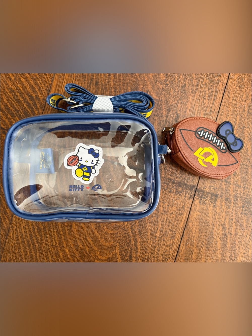 Los Angeles Rams x Hello Kitty Clear Crossbody Bag with football coin purse